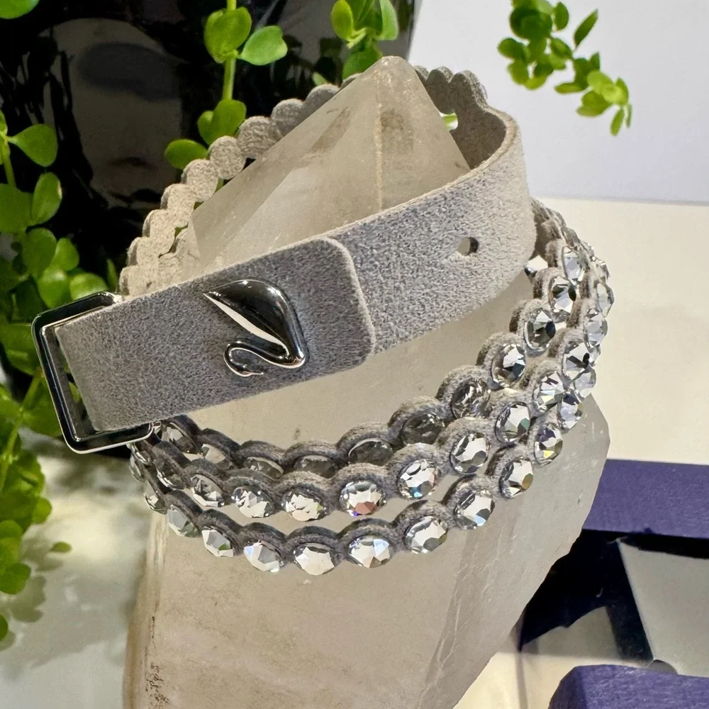 Swarovski Grey Power Slake Collection 3 Strand Crystal Bracelet NIB - Picture 7 of 13